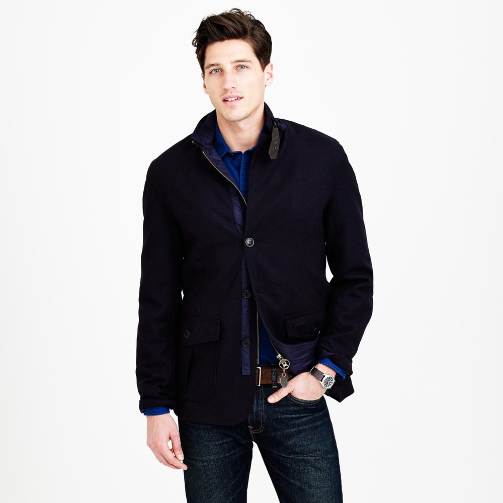 Barbour X J Crew Men’s Large Barkston Navy Wool Coat NWT
